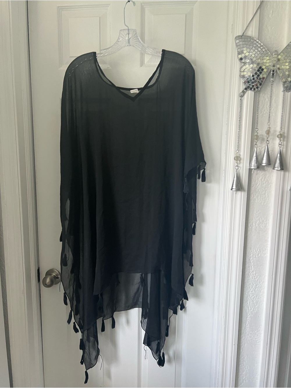 Sheer Black Women's Poncho Cover-Up